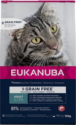 MINDST HOLDBAR TIL 27/9-24 Eukanuna Adult Grain Free, kornfri kattefoder til voksne katte, 10 kg