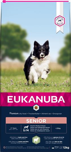 Eukanuba Senior Small/Medium Breed Lam & Ris. 12 kg. IKKE LAGERVARE - op til plus 2 ugers leveringstid