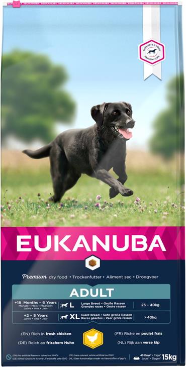 Eukanuba Adult Large Breed med Kylling. 15 kg. IKKE LAGERVARE - op til plus 2 ugers leveringstid