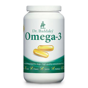 Dr. Baddakys Fiskeolie. Tilskudsfoder med omega3 fedtsyre til hund og  kat. 100 KAPSLER