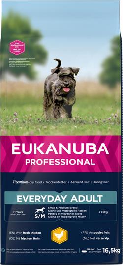 Eukanuba Everyday Adult Small & Medium Breed med Kylling. 16,5 kg. IKKE LAGERVARE - op til plus 2 ugers leveringstid