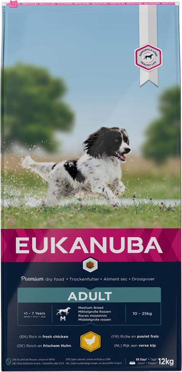 Eukanuba Adult Medium Breed med Kylling. 12 kg. 