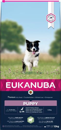 Eukanuba Puppy Small/Medium Breed med Lam & Ris. 12 kg. IKKE LAGERVARE - op til plus 2 ugers leveringstid