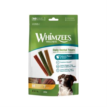 Whimzees Stix. Tandrensende tyggeben til MEDIUM hund. 7 stk.