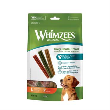 Whimzees Stix. Tandrensende tyggeben til LARGE hund. 7 stk.