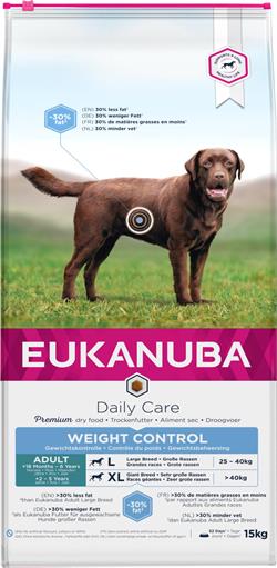 Eukanuba DailyCare Adult Large Breed Weight Control. 15 kg. IKKE LAGERVARE - op til plus 2 ugers leveringstid
