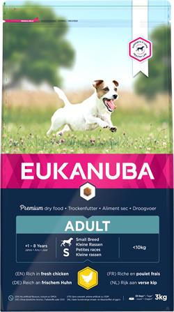 Eukanuba Adult Small Breed med Kylling. 3 kg. IKKE LAGERVARE - op til plus 2 ugers leveringstid