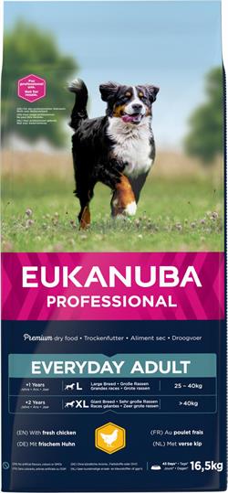 Eukanuba Everyday Adult Large Breed med Kylling. 16,5 kg. IKKE LAGERVARE - op til plus 2 ugers leveringstid