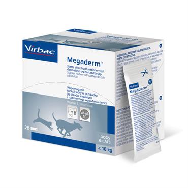 Virbac Megaderm < 10 kg. Tilskudsfoder med essentielle fedtsyrer til hund og kat. 4 ml x 28 breve