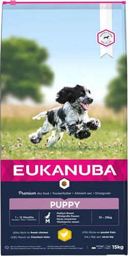 Eukanuba Puppy Medium Breed med Kylling. 15 kg. 