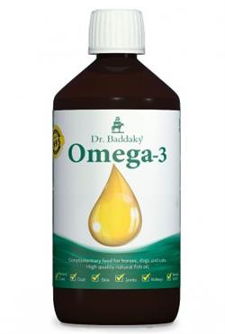 Dr. Baddakys Fiskeolie. Tilskudsfoder med omega3 fedtsyre til hund, kat og hest. 1000 ml.