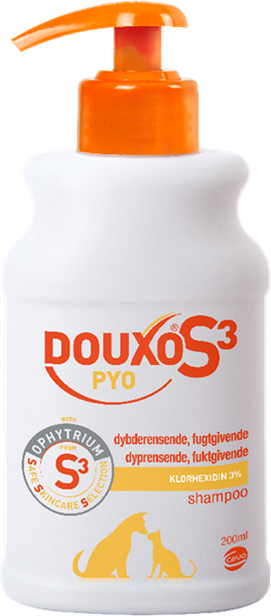 DOUXOS3 Pyo shampoo 200 ml. Velegnet til hunde, katte og heste som døjer med uren hud