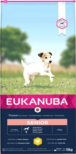 Eukanuba Senior Small Breed med Kylling. 15 kg. IKKE LAGERVARE - op til plus 2 ugers leveringstid
