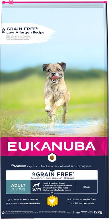 EUKANUBA Adult Small/Medium Grainfree (Kornfri) med kylling 12 kg