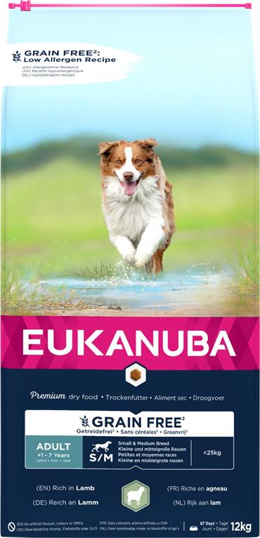 EUKANUBA Adult Small/Medium Grainfree (Kornfri) med lam 12 kg