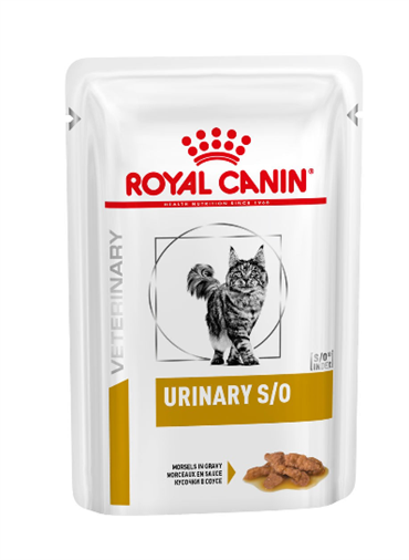 Royal Canin Urinary S/O. Kattefoder mod urinvejsproblemer. Vådfoder, bidder i sovs/MORSELS IN GRAVY (dyrlæge diætfoder) 12 poser med 85 g