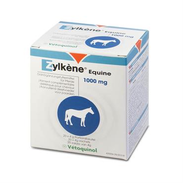 Zylkene Equine 1000 mg. Tilskudsfoder til uro og tryghed. 20 x 4g poser