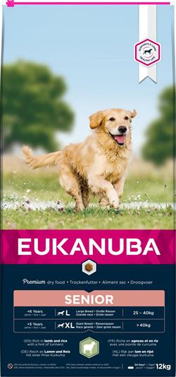 Eukanuba Senior Large Breed Lam & Ris. 12 kg. IKKE LAGERVARE - op til plus 2 ugers leveringstid