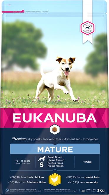 Eukanuba Mature Small Breed med Kylling. 3 kg. IKKE LAGERVARE - op til plus 2 ugers leveringstid