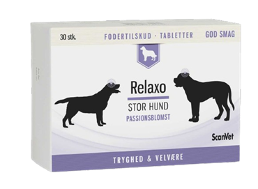 ScanVet Relaxo STOR. Tilskudsfoder mod uro hos hunde. 30 stk. 