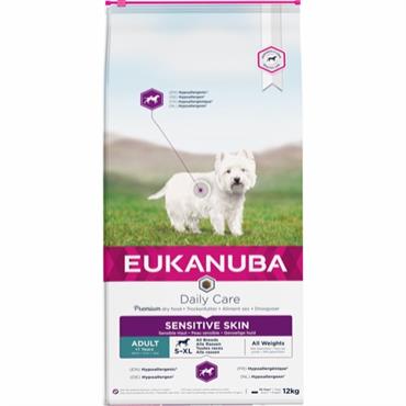 Eukanuba DailyCare Adult All Breeds Sensitive Skin. 12 kg. IKKE LAGERVARE - op til plus 2 ugers leveringstid