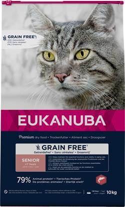 MINDST HOLDBAR TIL 28/9-24 Eukanuna Adult Grain Free, kornfri kattefoder til senior katte +7år, 10 kg