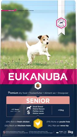 Eukanuba Senior Small Breed med Kylling. 3 kg. IKKE LAGERVARE - op til plus 2 ugers leveringstid