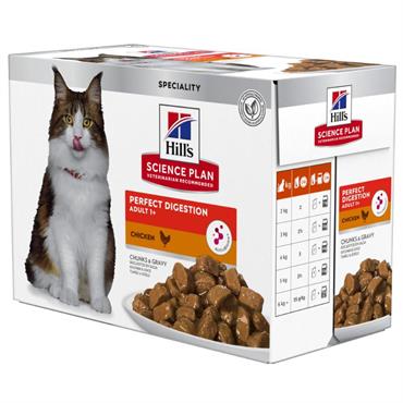 Hill\'s Science Plan Feline Adult Perfect Digestion med Kylling 12 x 85 g.  