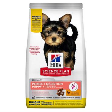 Hill\'s Science Plan Puppy Perfect Digestion Small&Mini med Kylling & Ris. 6 kg. 