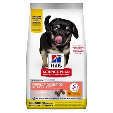 Hill\'s Science Plan Puppy Perfect Digestion Medium Breed med Kylling & Ris. 14 kg. 