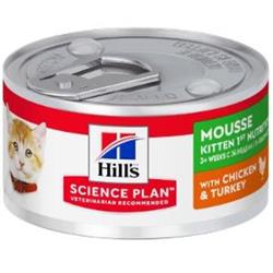 Hill's Science Plan Kitten & Mother Mousse med Kylling & Kalkun 24 dåser af 85 g.