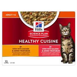 Hill's Science Plan Feline Adult Healthy Cuisine med Kylling/Laks & Grønsager 12 x 80 g. 