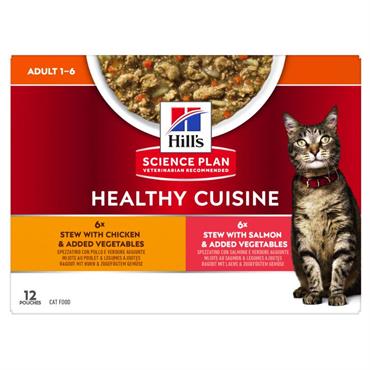 Hill\'s Science Plan Feline Adult Healthy Cuisine med Kylling/Laks & Grønsager 12 x 80 g. 