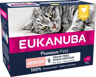 Eukanuba Cat. Vådfoder til senior. Premium pate rig på kylling